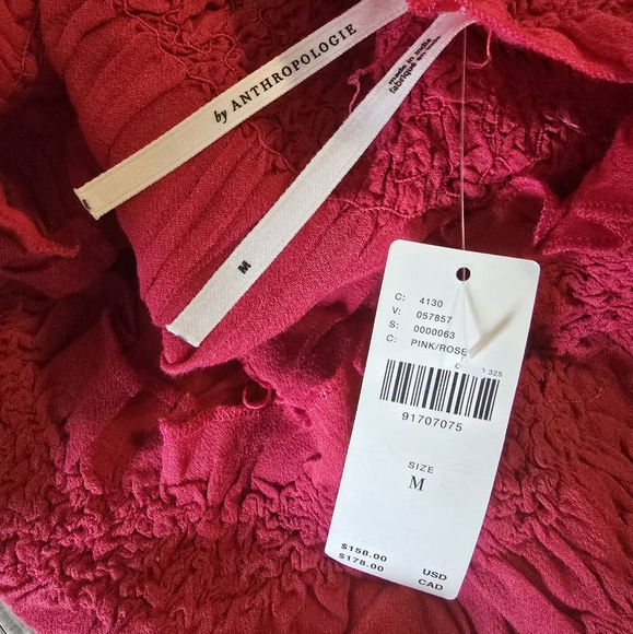 Anthropologie Ruffle Trim Textured Midi Dress Medium NWT - Picture 5 of 6